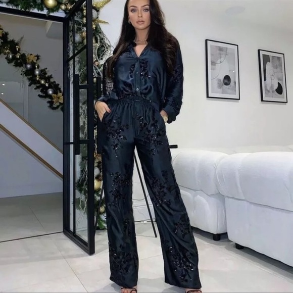 Zara sequined embroidered pants - Picture 6 of 8